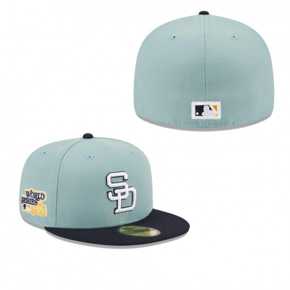 San Diego Padres Light Blue Navy Beach Kiss 59FIFTY Fitted Hat