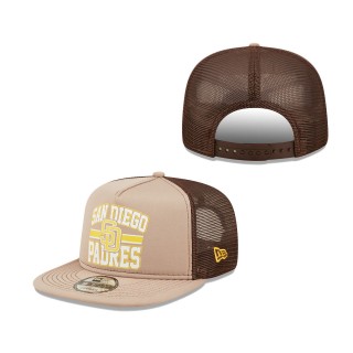 San Diego Padres Logo 9FIFTY Trucker Snapback Hat Brown