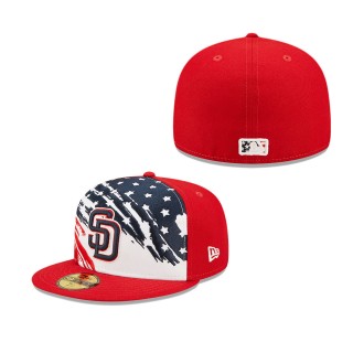 Men's San Diego Padres Red 2022 4th of July Independence Day On-Field 59FIFTY Fitted Hat