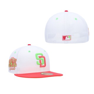 Men's San Diego Padres White Coral San Diego Stadium Strawberry Lolli 59FIFTY Fitted Hat