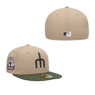 Men's Seattle Mariners Camel Olive Pink Undervisor 59FIFTY Snapback Hat