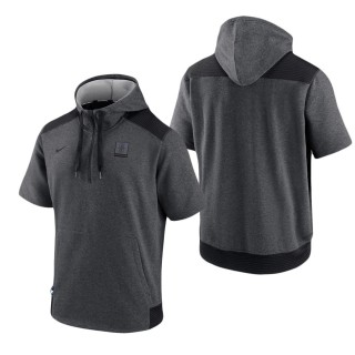 Men's Seattle Mariners Charcoal Black Authentic Collection Dry Flux Performance Quarter-Zip Short Sleeve Hoodie