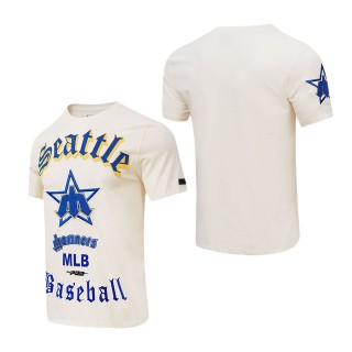 Men's Seattle Mariners Cream Cooperstown Collection Old English T-Shirt