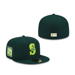 Seattle Mariners New Era 40th Anniversary Color Fam Lime Undervisor 59FIFTY Fitted Hat Green