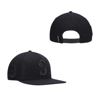 Men's Seattle Mariners Pro Standard Black Triple Black Wool Snapback Hat