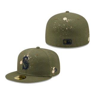 Seattle Mariners Splatter 59FIFTY Fitted Hat Olive