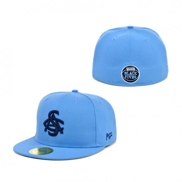 Smart Set Athletic Club of Brooklyn Physical Culture Black Fives Fitted Hat Light Blue