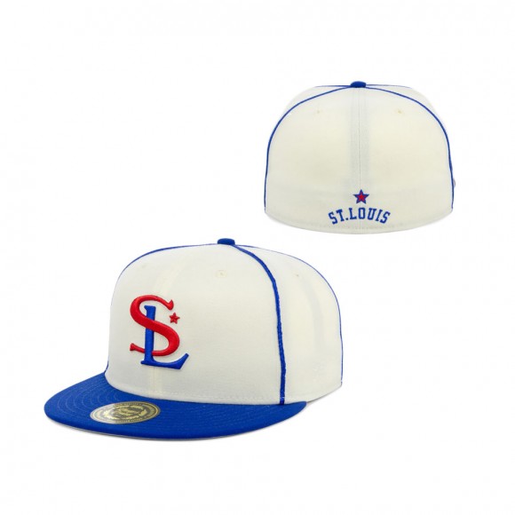 NLB St. Louis Stars Rings & Crwns Cream Royal Team Fitted Hat