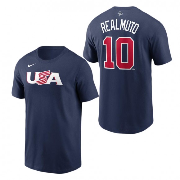 Men's USA Baseball J.T. Realmuto Nike Navy 2023 World Baseball Classic Name & Number T-Shirt