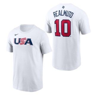 Men's USA Baseball J.T. Realmuto Nike White 2023 World Baseball Classic Name & Number T-Shirt