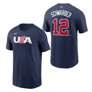 Men's USA Baseball Kyle Schwarber Nike Navy 2023 World Baseball Classic Name & Number T-Shirt