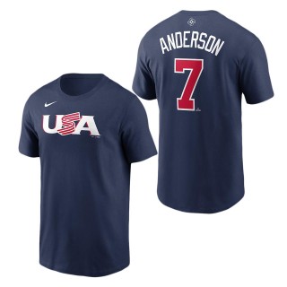 Men's USA Baseball Tim Anderson Nike Navy 2023 World Baseball Classic Name & Number T-Shirt