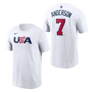 Men's USA Baseball Tim Anderson Nike White 2023 World Baseball Classic Name & Number T-Shirt