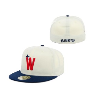 NLB Washington Black Senators Rings & Crwns Cream Navy Team Fitted Hat