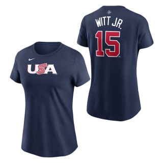 Women's USA Baseball Bobby Witt Jr. Nike Navy 2023 World Baseball Classic Name & Number T-Shirt