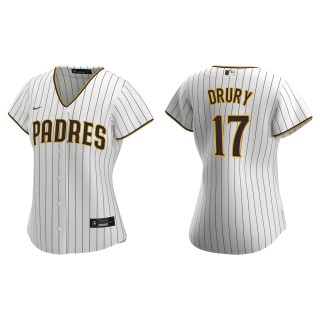 Womeen's San Diego Padres Brandon Drury White Brown Replica Jersey