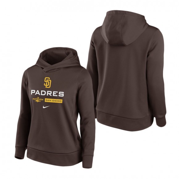 Women's San Diego Padres Brown 2022 Postseason Authentic Collection Dugout Pullover Hoodie