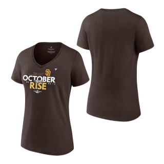 Women's San Diego Padres Brown 2022 Postseason Plus Size V-Neck T-Shirt