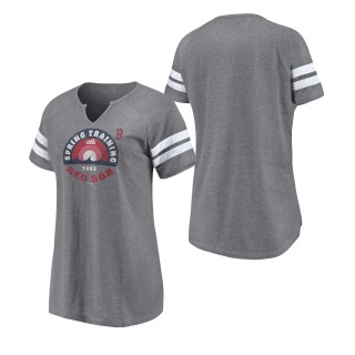 Women's Boston Red Sox Heathered Gray 2022 MLB Spring Training Grapefruit League Spring Retro Raglan Tri-Blend Notch Neck T-Shirt