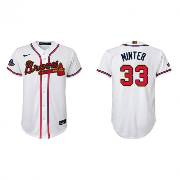 2022 Gold Program A.J. Minter Braves White Replica Youth Jersey