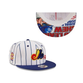 Youth Montreal Expos White Navy MLB x Big League Chew Original 9FIFTY Snapback Adjustable Hat