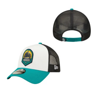 Youth Seattle Mariners Aqua Black White Fresh 9FORTY Trucker Snapback Hat