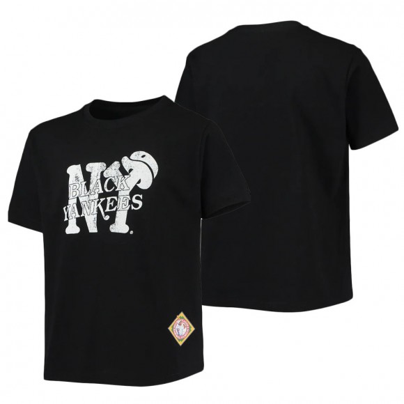 Youth Stitches Black New York Black Yankees Negro League Logo T-Shirt