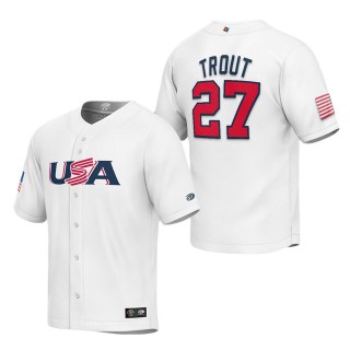 Youth USA Baseball Mike Trout White 2023 World Baseball Classic Replica Player Jersey